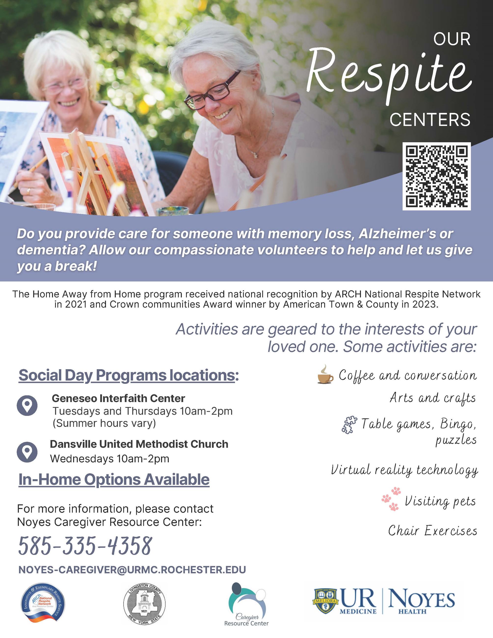 Respite Centers Flyer with QR code