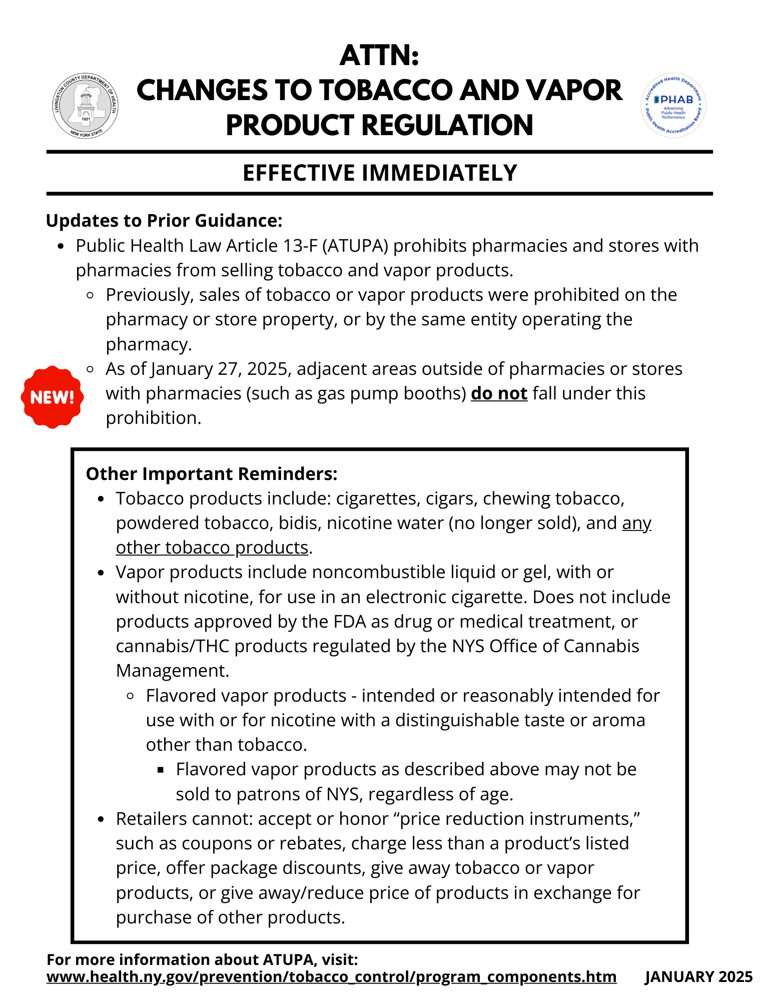 1.2025 Tobacco and Vapor Reg. Changes