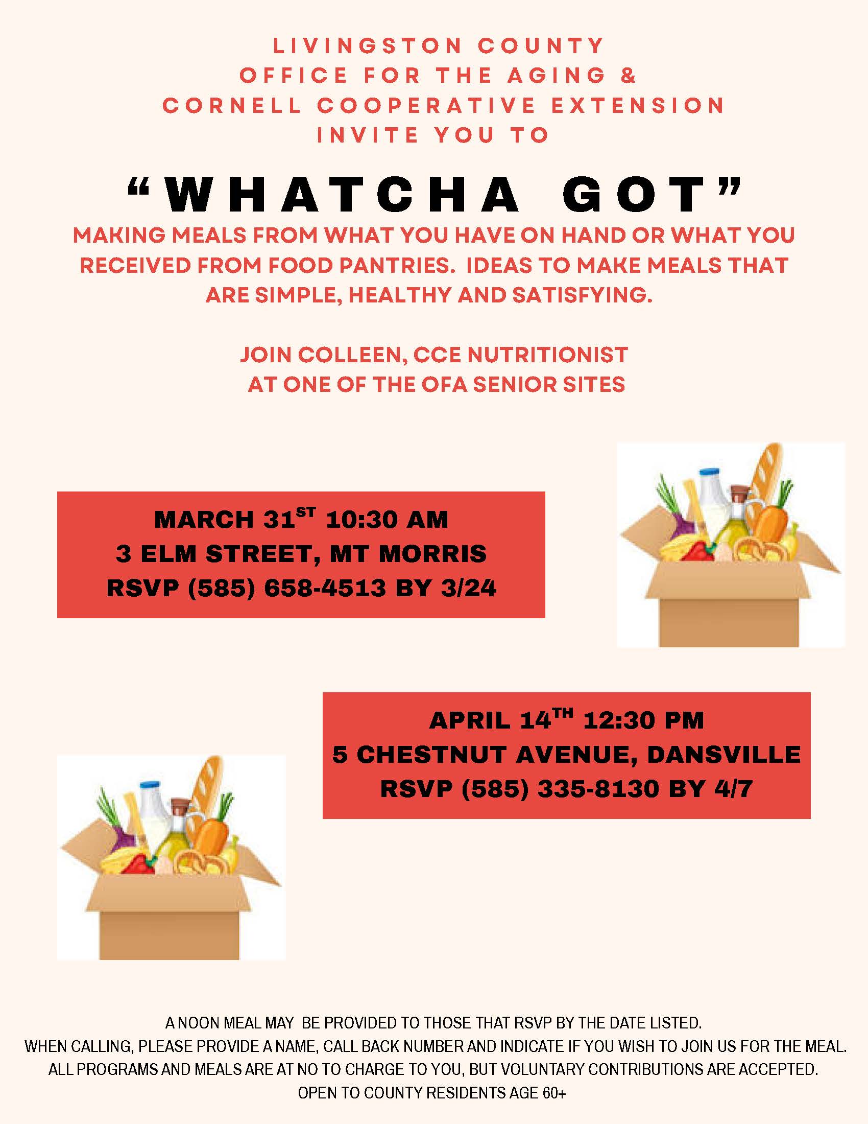 Making meals from what you have on hand event