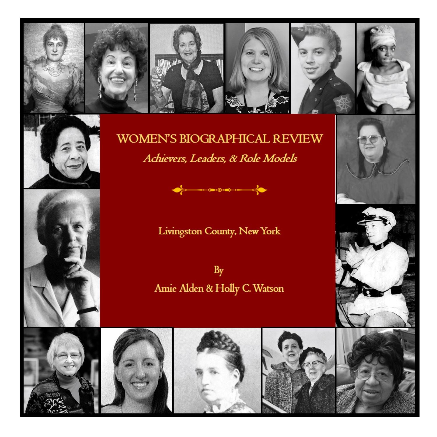 Portraits of women bordering Women's Biographical Review book cover Opens in new window