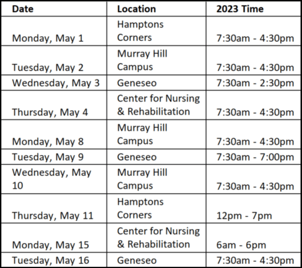 2023 Biometric Screening Dates