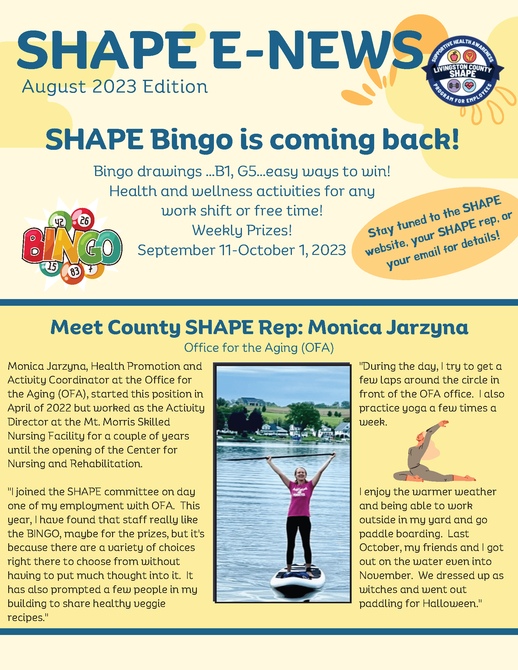 Page 1 of August 2023 SHAPE E-news